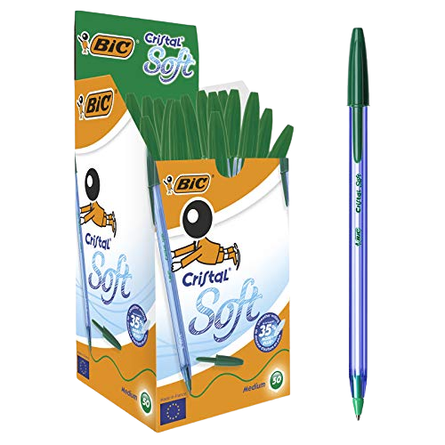 BOITE DE 50 STYLOS BIC CRISTAL SOFT VERT