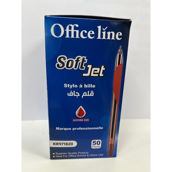 BOITE DE 50 STYLOS OFFICE LINE SOFT JET- ROUGE