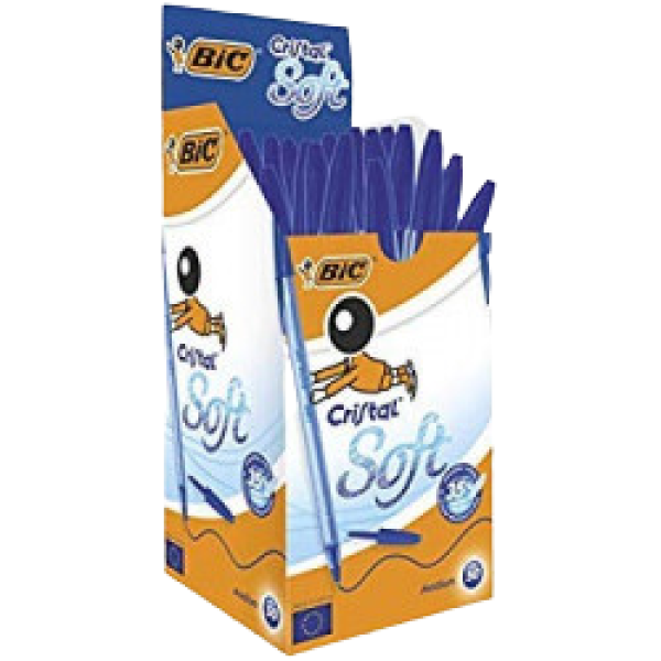 BOITE DE 50 STYLOS BIC CRISTAL SOFT BLEU