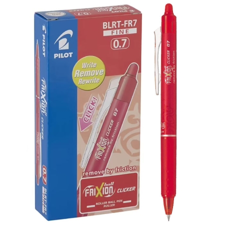 BOITE DE 12 STYLOS A ENCRE GEL EFFAÇABLE FRIXION PILOT POINTE FINE DE 0,7 MM – ROUGE