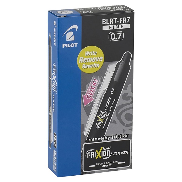 BOITE DE 12 STYLOS A ENCRE GEL EFFAÇABLE FRIXION PILOT POINTE FINE DE 0,7 MM – NOIR