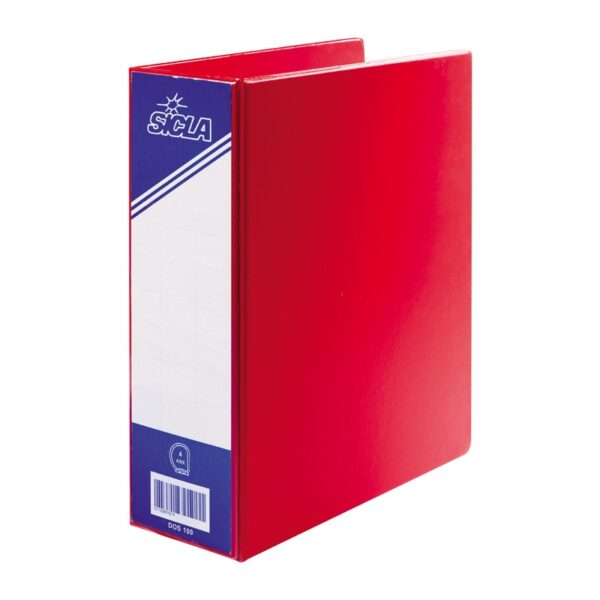 RELIEUR PLASTIQUE DOS 6 CM 33X26 4 ANNEAUX ROUGE